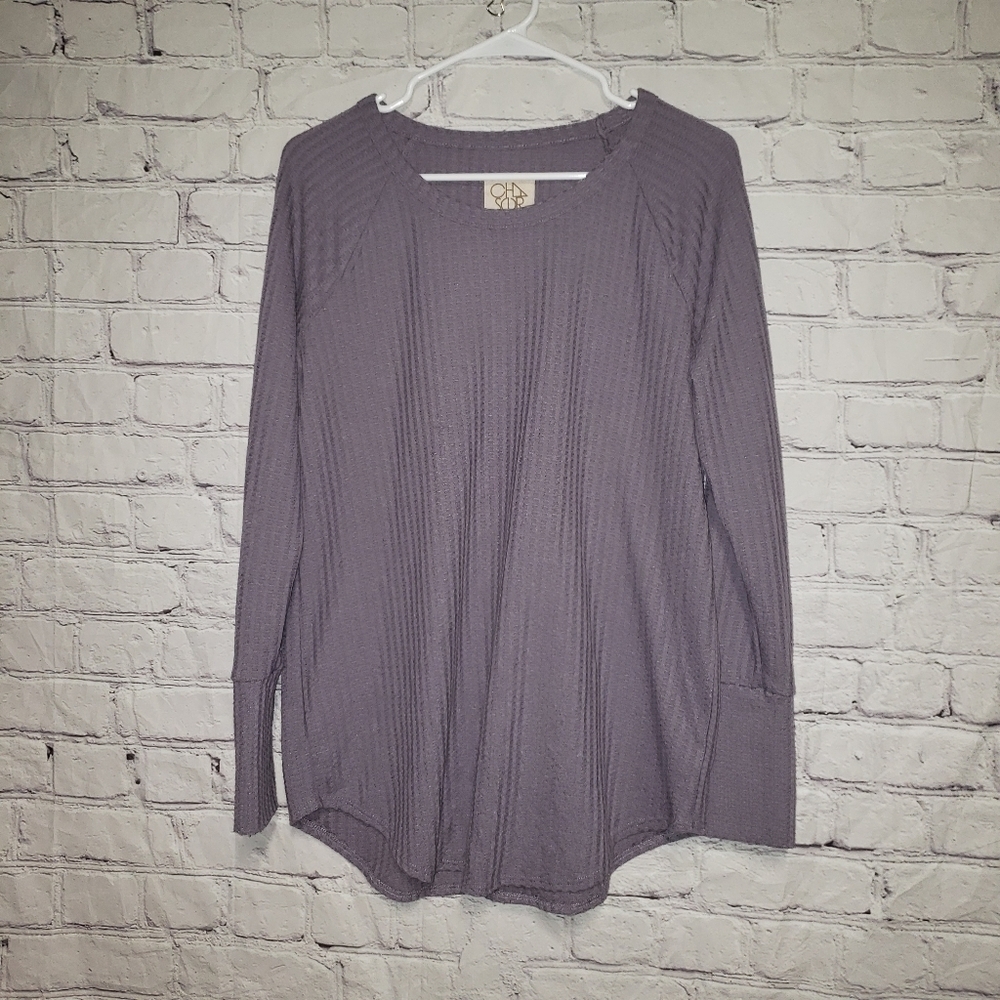 🧡CHASOR Waffle Knit Crew Neck Top
